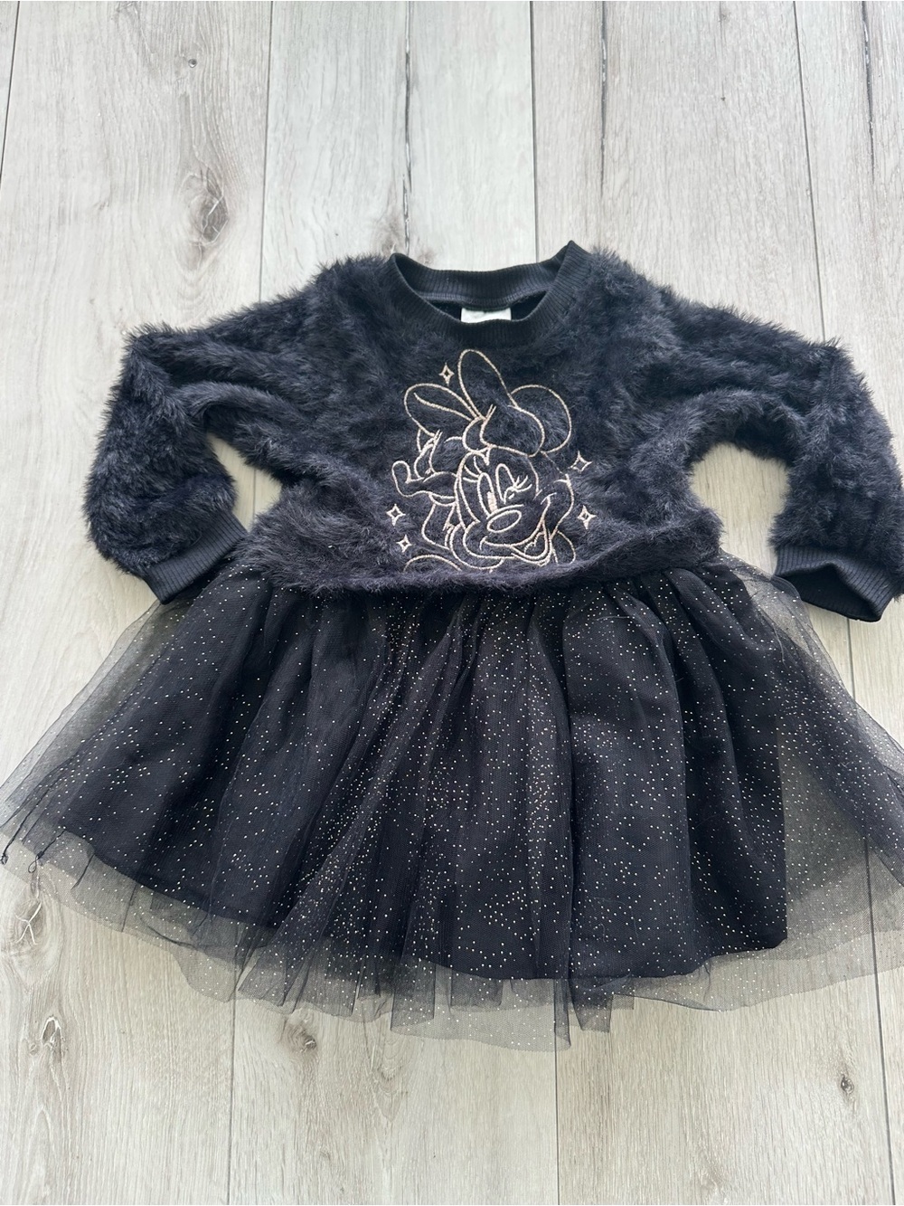 Disney Minnie Mouse Eyelash Knit Tutu Dress Black 18 Months NWOT